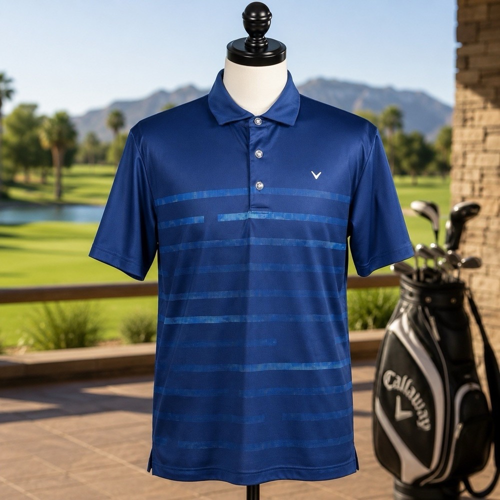 Callaway Opti Dri Golf Polo Shirt Mens XL Blue Performance Moisture Wicking